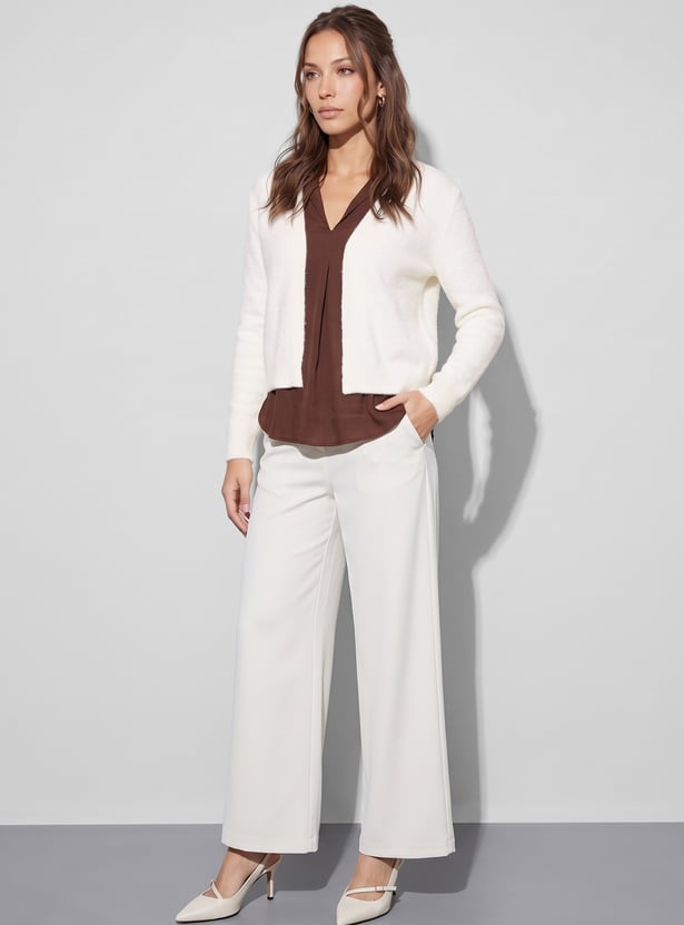 CODE Knitted Front Open Cardigan