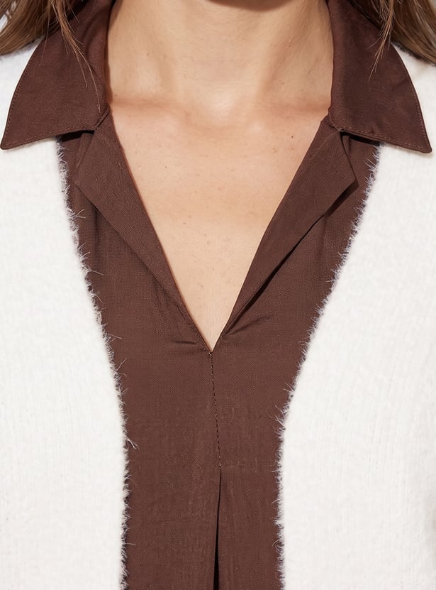CODE Knitted Front Open Cardigan