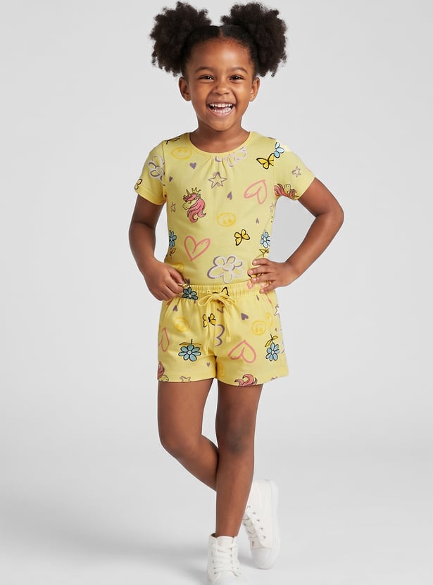 FAME FOREVER Girls Printed T-shirt with Shorts