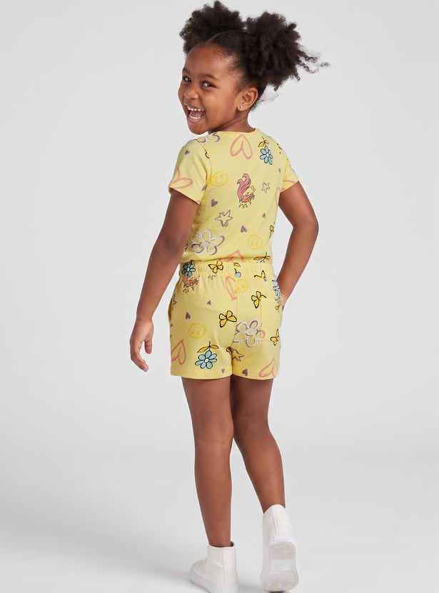 FAME FOREVER Girls Printed T-shirt with Shorts