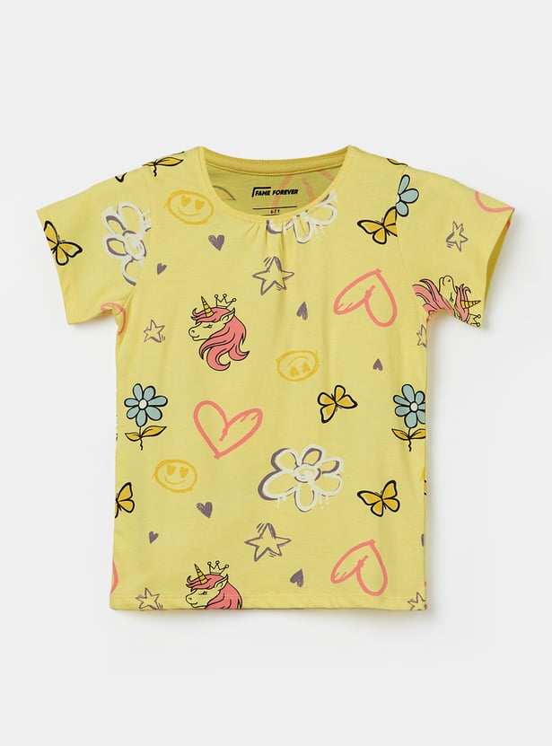 FAME FOREVER Girls Printed T-shirt with Shorts