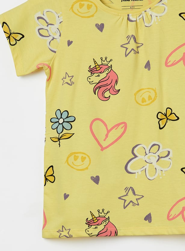FAME FOREVER Girls Printed T-shirt with Shorts