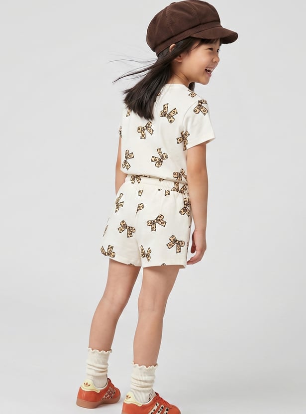 FAME FOREVER Girls Print T-shirt with Shorts Set