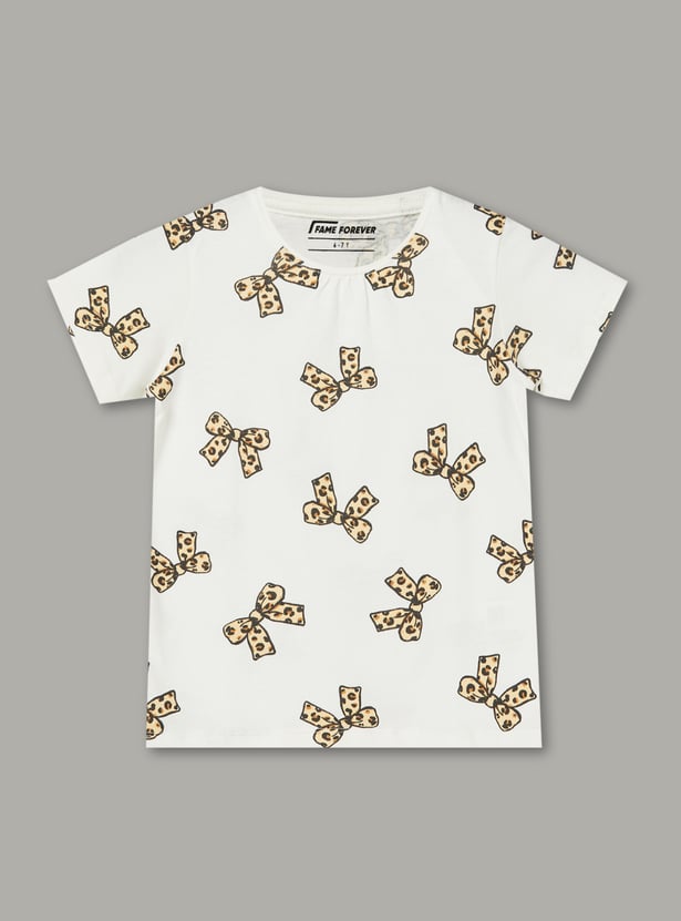 FAME FOREVER Girls Print T-shirt with Shorts Set