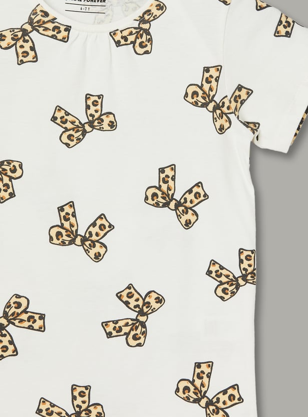 FAME FOREVER Girls Print T-shirt with Shorts Set