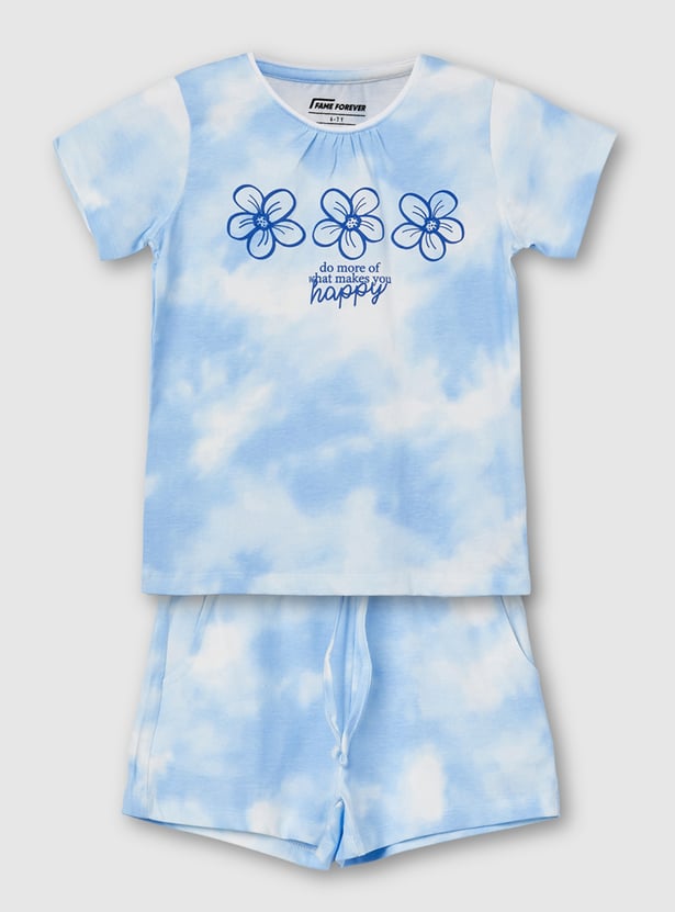 FAME FOREVER Girls Printed T-shirt with Shorts Set