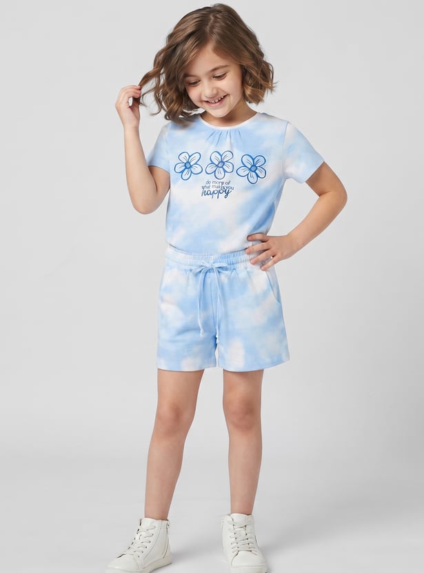 FAME FOREVER Girls Printed T-shirt with Shorts Set
