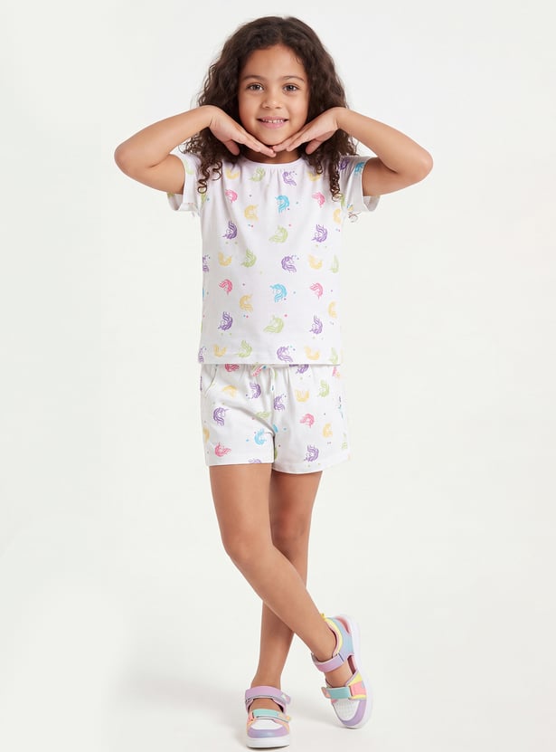 FAME FOREVER Girls Printed Top with Shorts