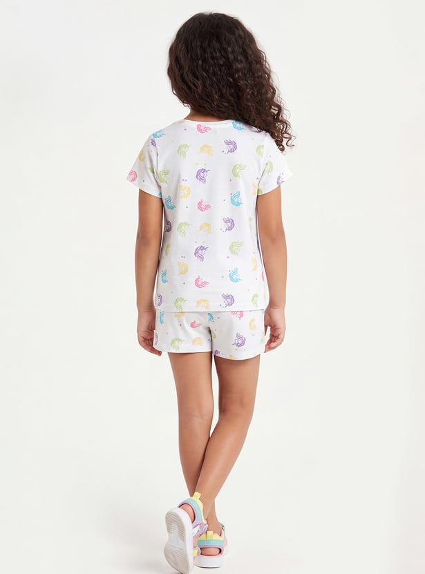 FAME FOREVER Girls Printed Top with Shorts