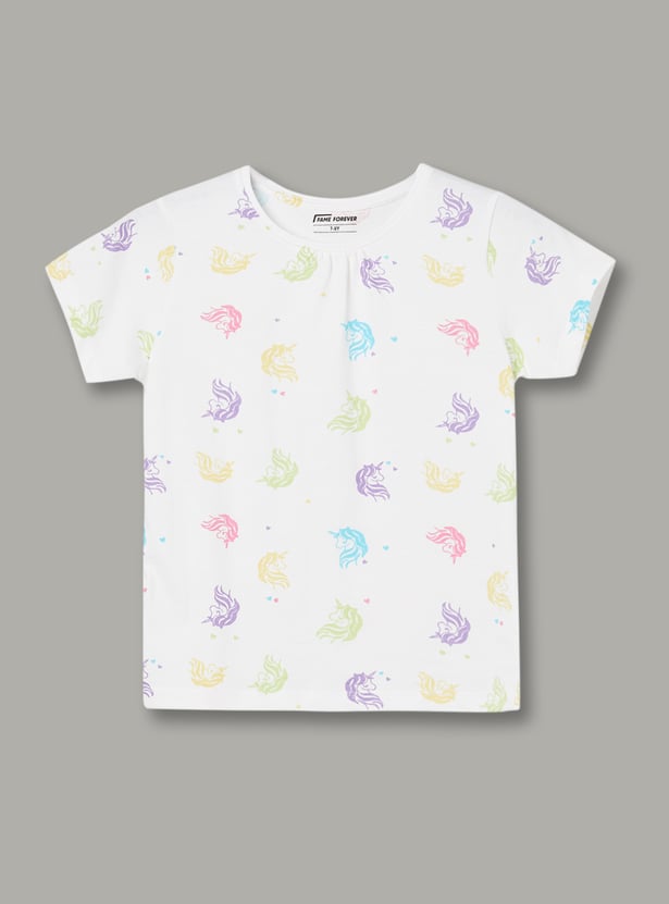 FAME FOREVER Girls Printed Top with Shorts