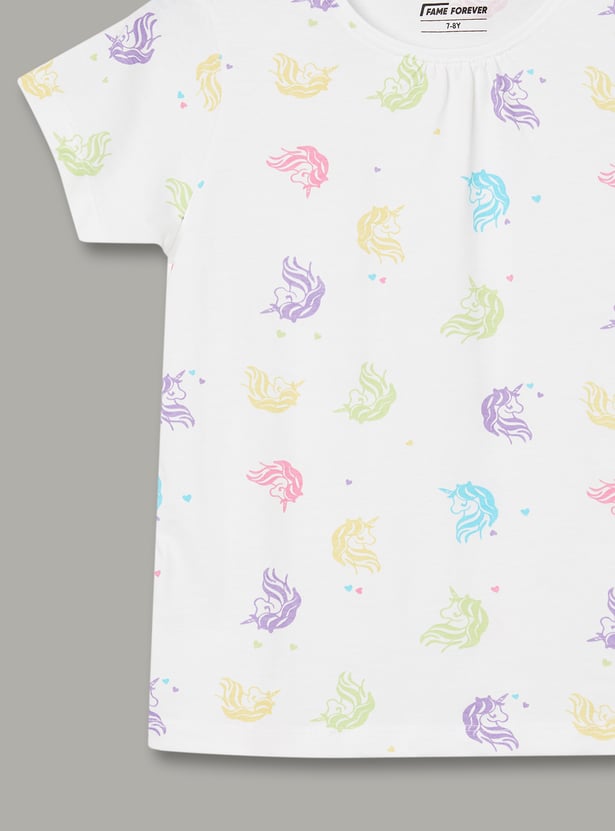 FAME FOREVER Girls Printed Top with Shorts