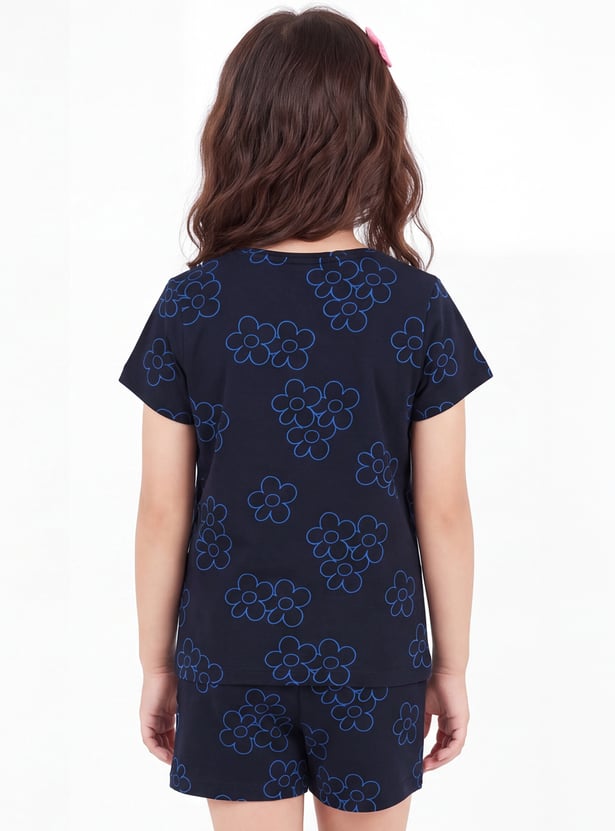 FAME FOREVER Girls Graphic Print T-shirt with Shorts Set