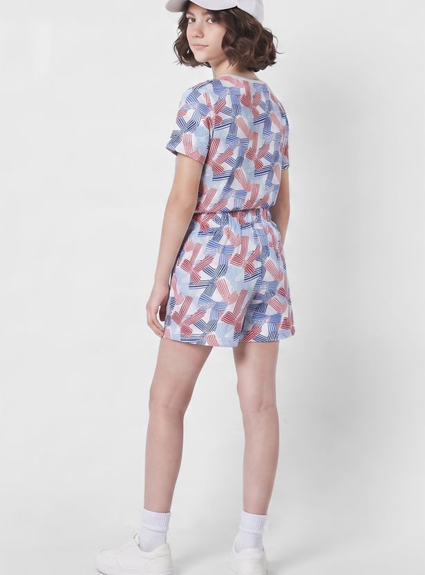FAME FOREVER Girls Printed Top with Shorts Set