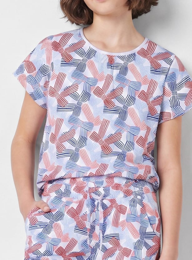 FAME FOREVER Girls Printed Top with Shorts Set