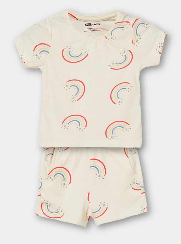 FAME FOREVER Girls Graphic T-shirt with Shorts Set