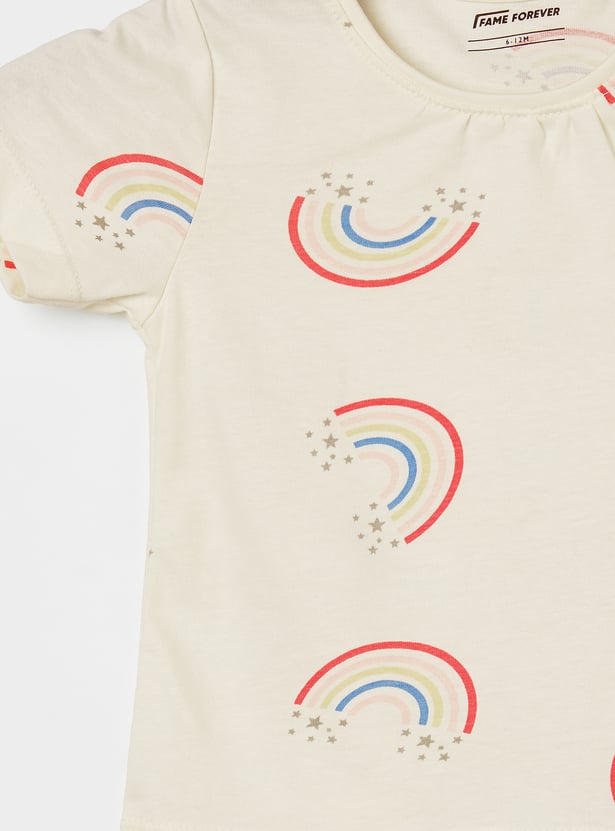 FAME FOREVER Girls Graphic T-shirt with Shorts Set