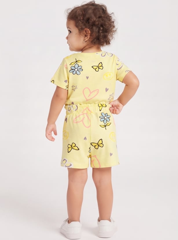 FAME FOREVER Girls Graphic Print T-shirt with Shorts