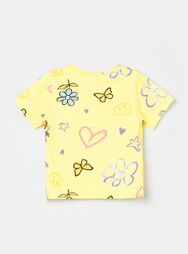 FAME FOREVER Girls Graphic Print T-shirt with Shorts