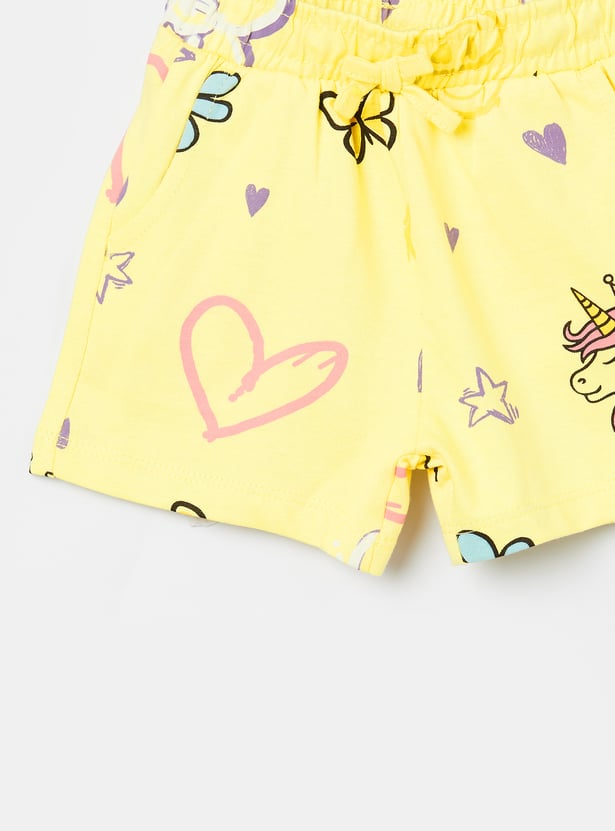 FAME FOREVER Girls Graphic Print T-shirt with Shorts