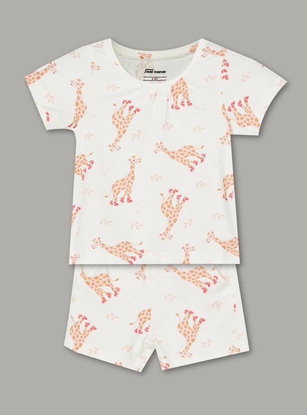 FAME FOREVER Girls Printed T-shirt with Shorts Set