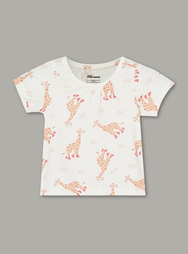 FAME FOREVER Girls Printed T-shirt with Shorts Set