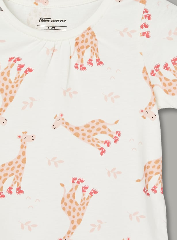 FAME FOREVER Girls Printed T-shirt with Shorts Set