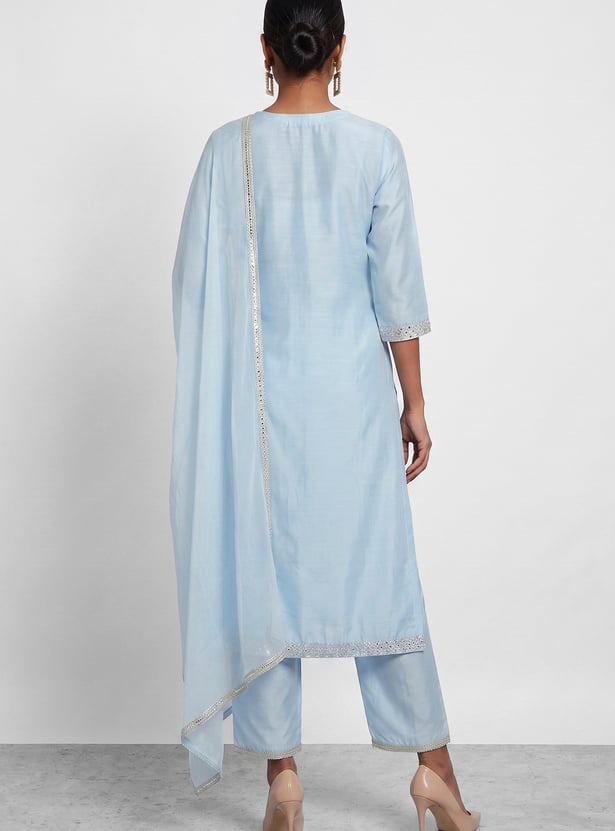 MELANGE Embroidered Straight Kurta Set