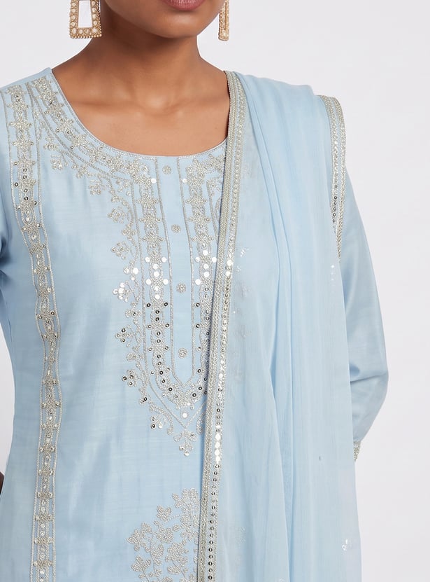 MELANGE Embroidered Straight Kurta Set