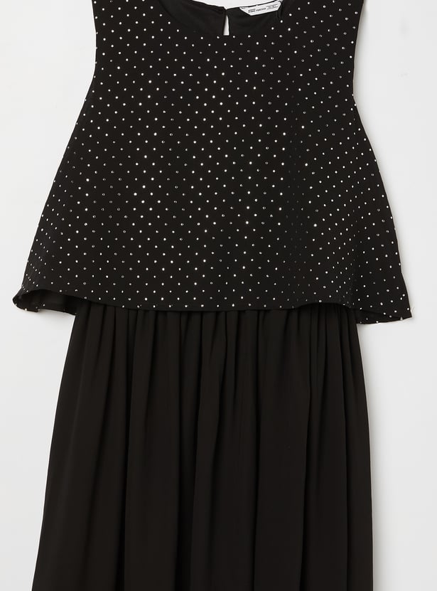 FAME FOREVER Girls Embellished Layered Dress