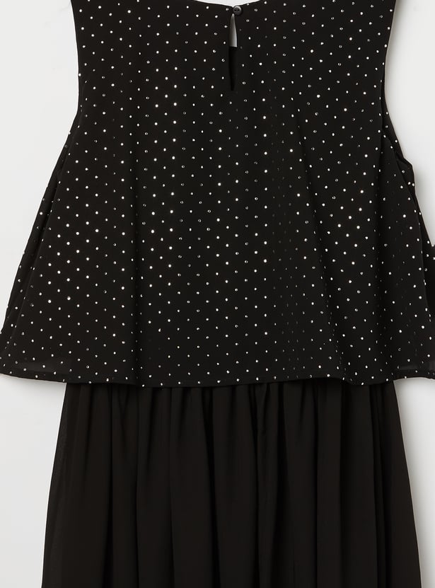FAME FOREVER Girls Embellished Layered Dress
