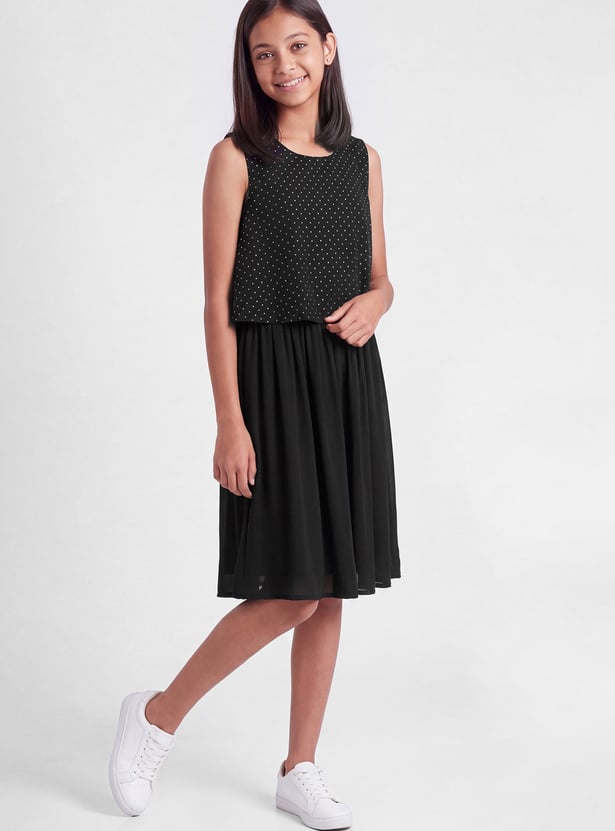 FAME FOREVER Girls Embellished Layered Dress