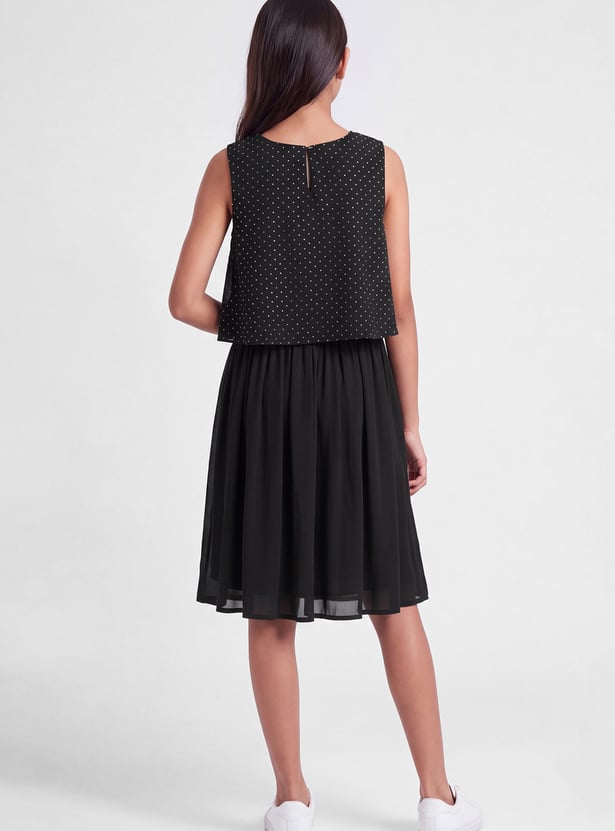 FAME FOREVER Girls Embellished Layered Dress