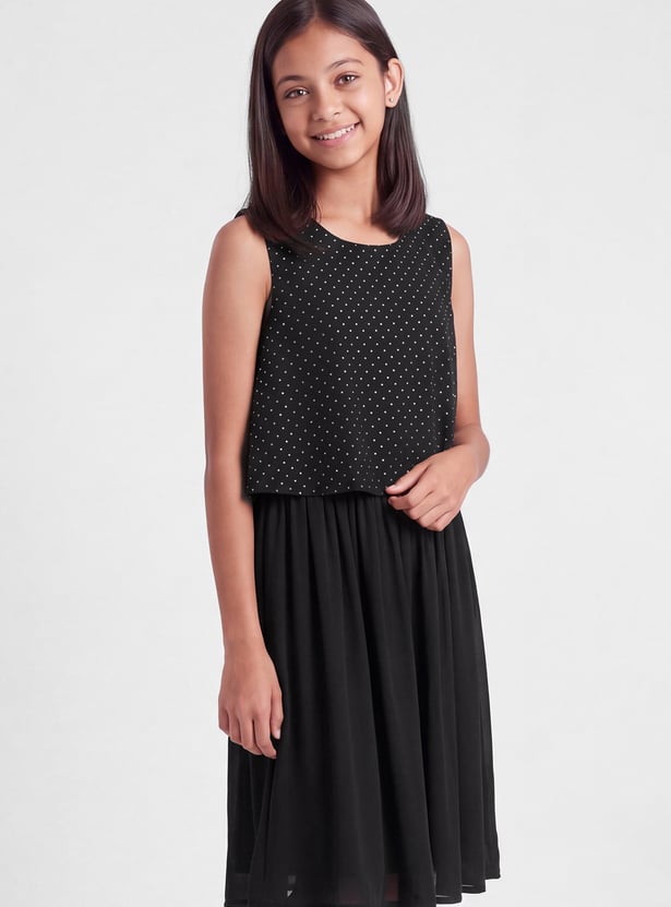 FAME FOREVER Girls Embellished Layered Dress