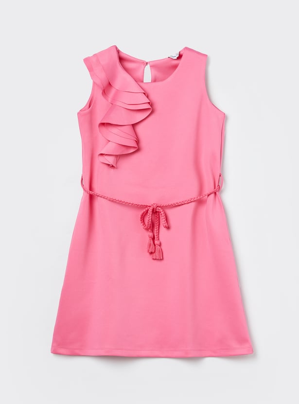 FAME FOREVER Girls Ruffle Detail Tie-Up Dress