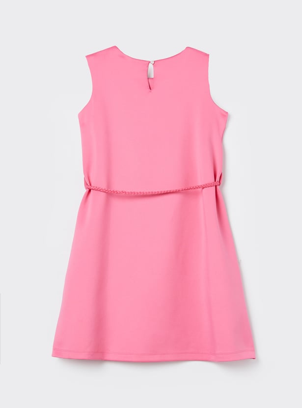 FAME FOREVER Girls Ruffle Detail Tie-Up Dress