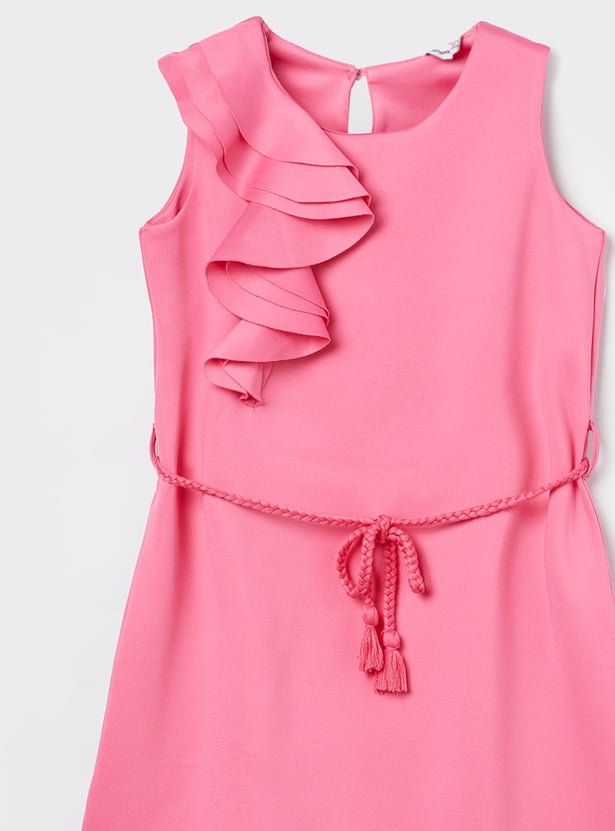 FAME FOREVER Girls Ruffle Detail Tie-Up Dress
