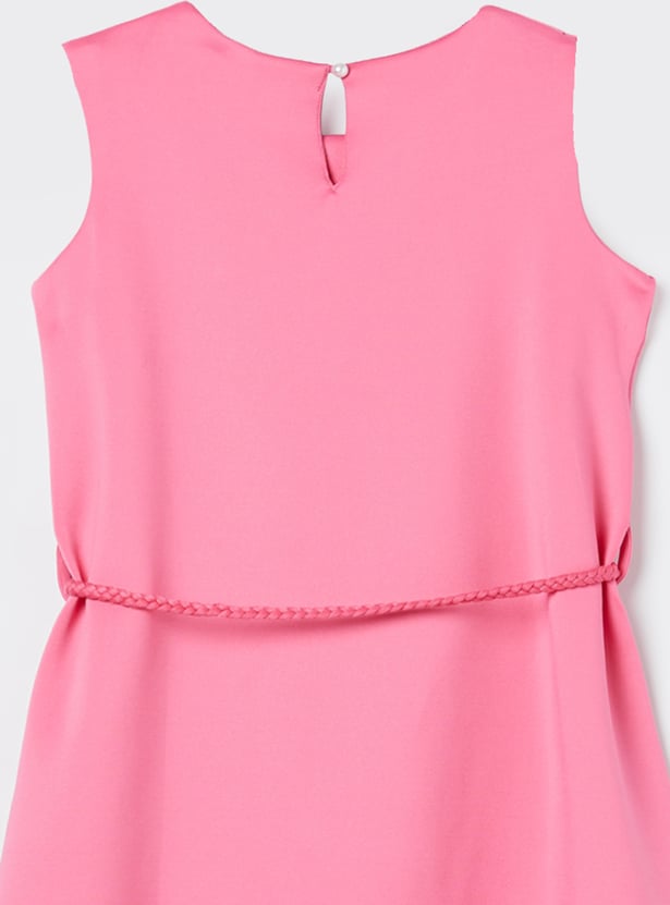 FAME FOREVER Girls Ruffle Detail Tie-Up Dress
