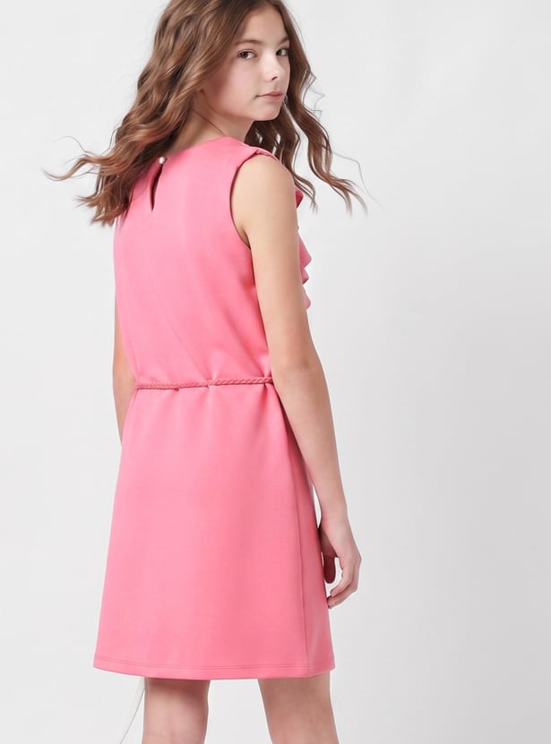 FAME FOREVER Girls Ruffle Detail Tie-Up Dress