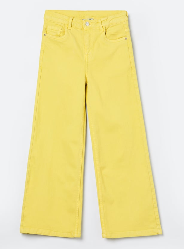 FAME FOREVER Girls Solid Mid-Rise Jeans