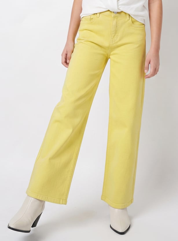 FAME FOREVER Girls Solid Mid-Rise Jeans