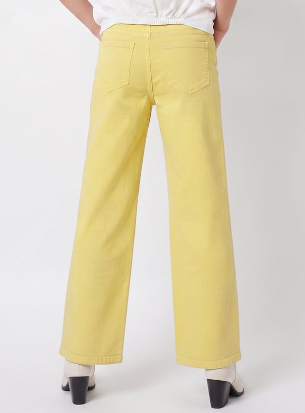 FAME FOREVER Girls Solid Mid-Rise Jeans