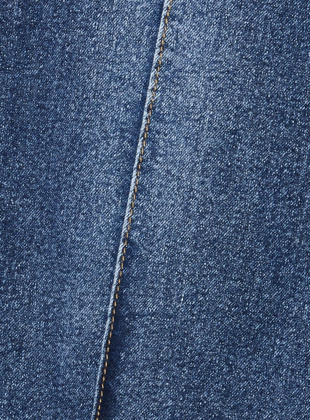 FAME FOREVER Girls Wide-Leg Mid-Wash Jeans