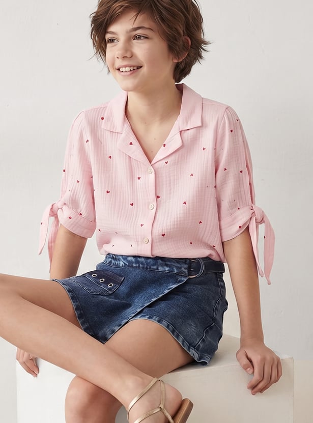 FAME FOREVER Girls Heart Printed Top