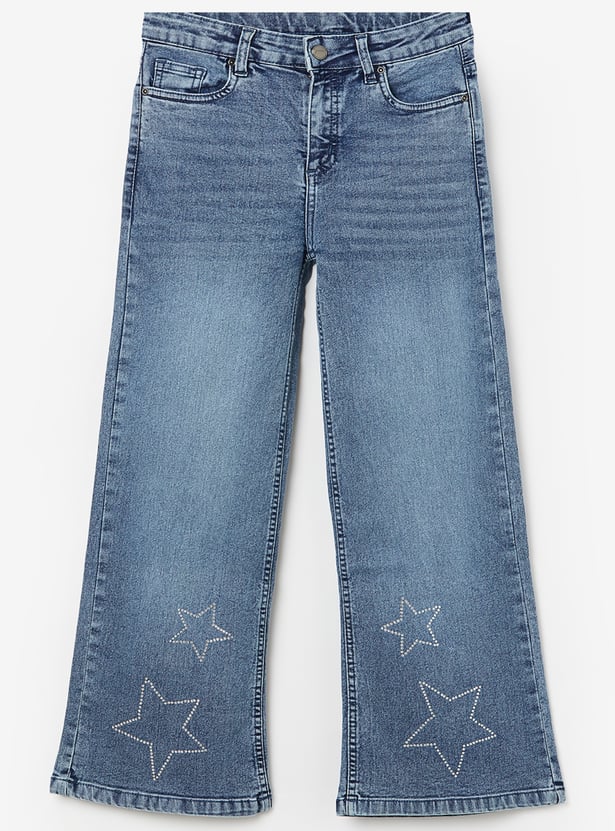 FAME FOREVER Girls Embellished Mid-Rise Jeans