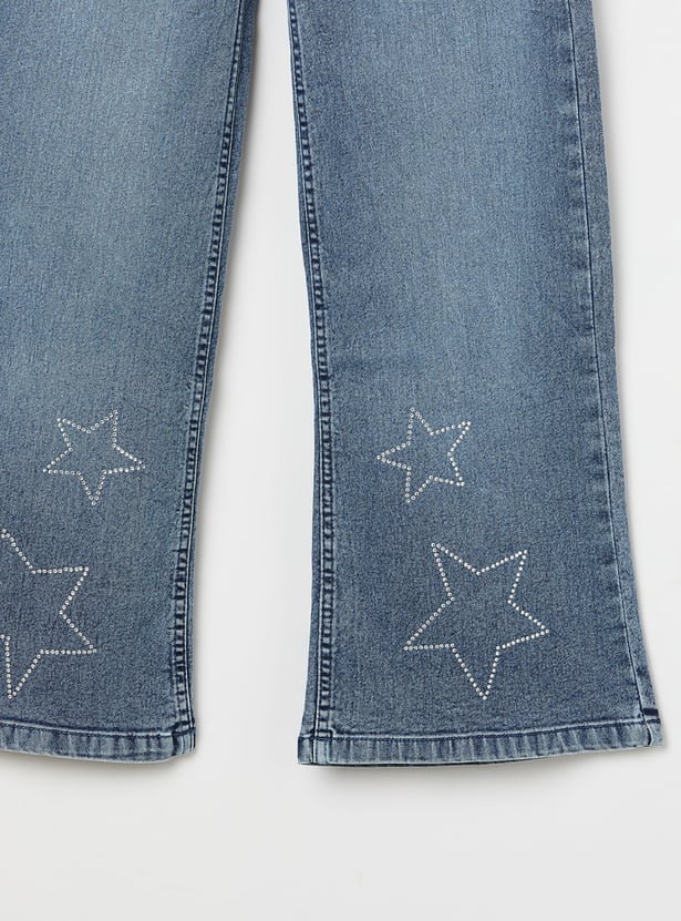 FAME FOREVER Girls Embellished Mid-Rise Jeans