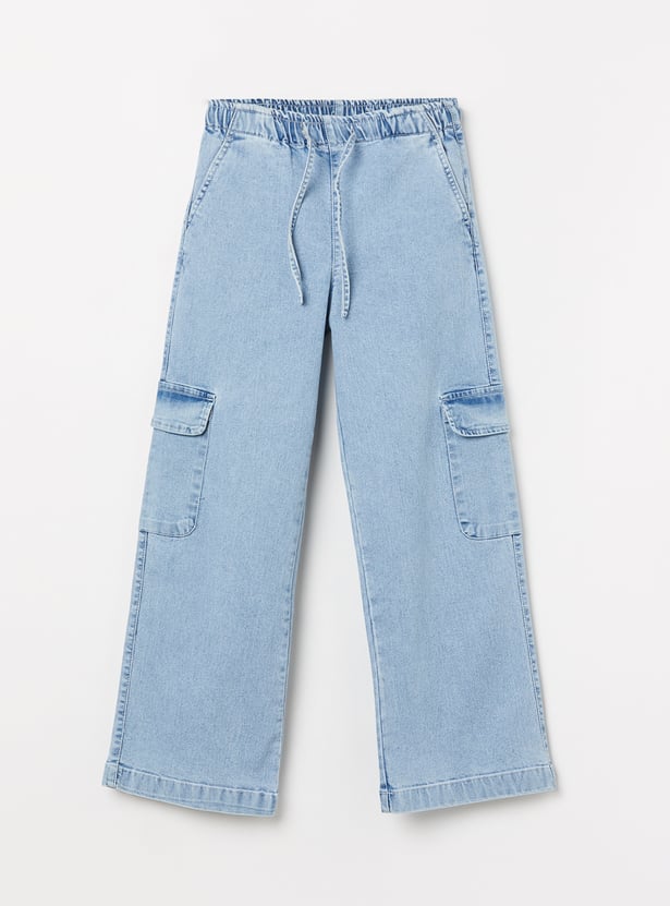 FAME FOREVER Girls Solid Mid-Rise Jeans