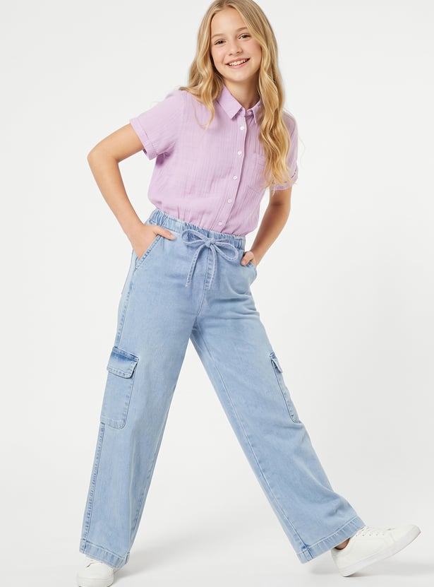FAME FOREVER Girls Solid Mid-Rise Jeans
