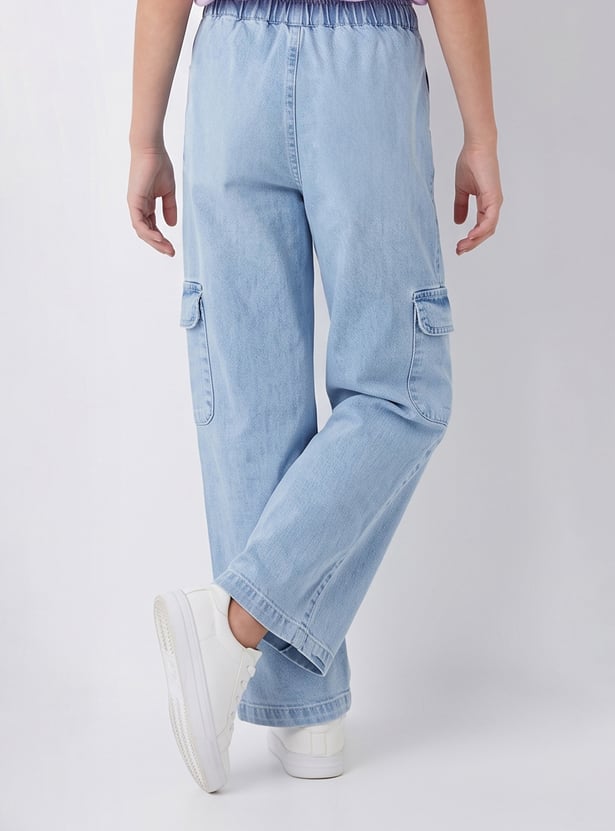 FAME FOREVER Girls Solid Mid-Rise Jeans
