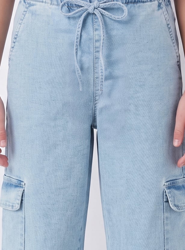 FAME FOREVER Girls Solid Mid-Rise Jeans