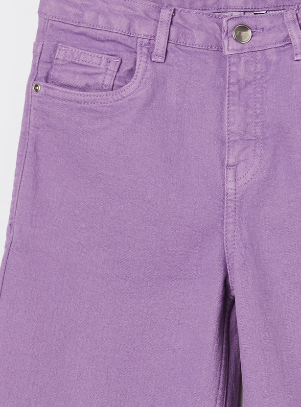 FAME FOREVER Girls Solid Mid-Rise Jeans